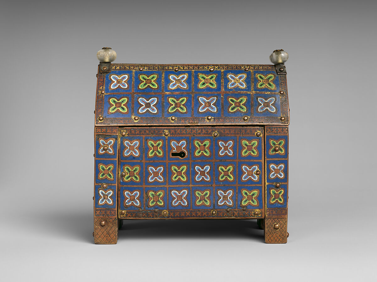 Reliquary of the Journey and Adoration of the Magi, Champlevé enamel on gilded copper; rock crystal; wood core, French