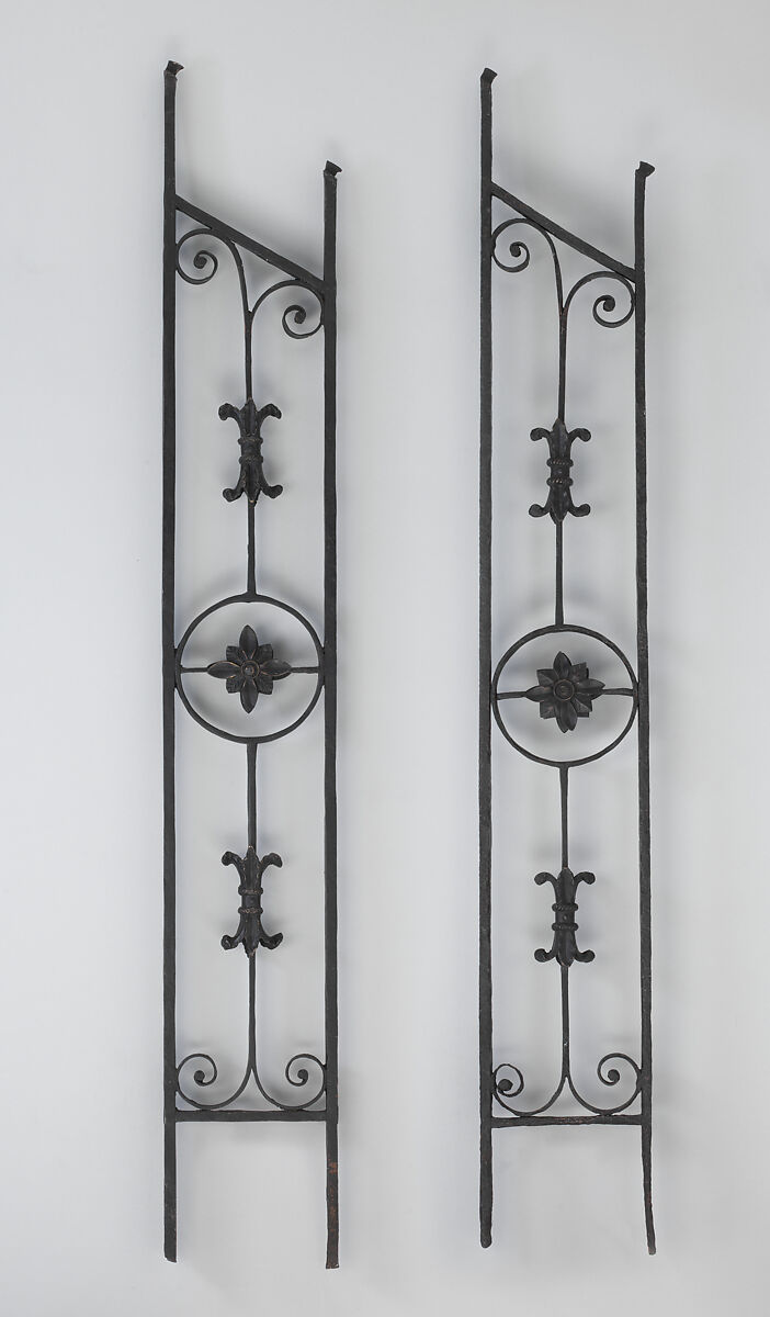 Iron baluster (one of a pair), Wrought iron, brass, British