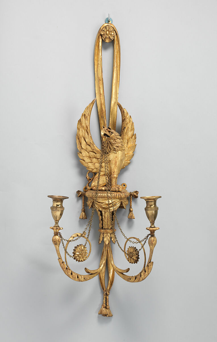 Sconce (one of a pair), Gilded wood and gesso, gilded brass, British