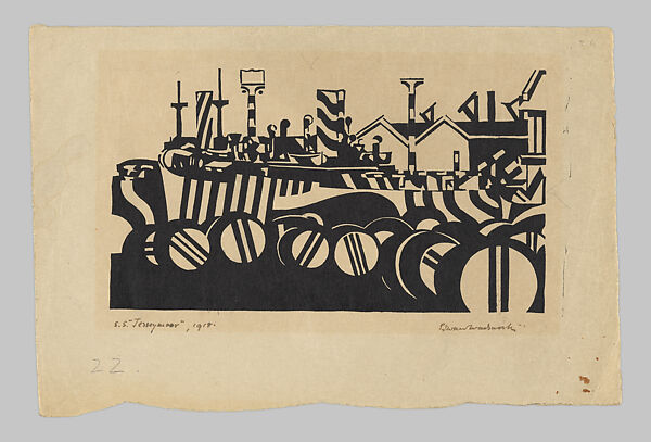 S.S. Jerseymoor, Edward Alexander Wadsworth  British, Woodcut