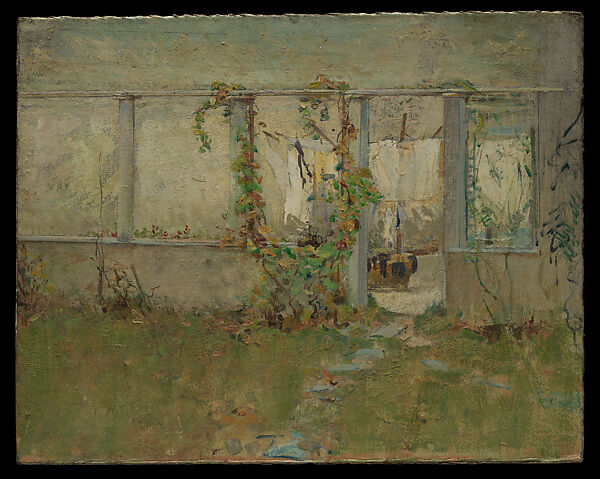 The Laundry Yard, Henry Prellwitz (American, 1865–1940), Oil on canvas, American 