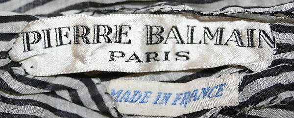 Evening dress, House of Balmain (French, founded 1945), silk, linen, jet, French