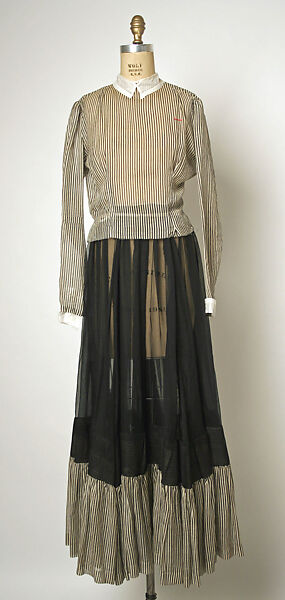 Evening dress, House of Balmain (French, founded 1945), silk, linen, jet, French