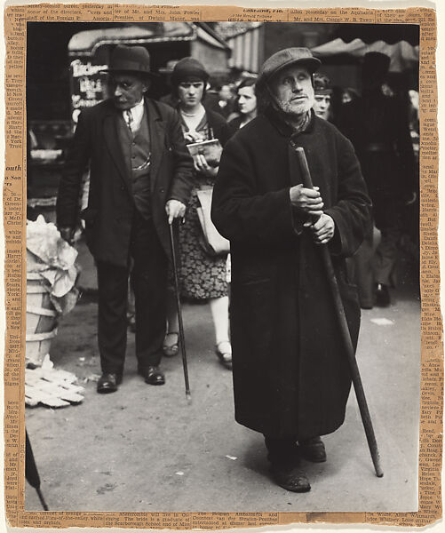 Blind Man Walking, Paris, Lisette Model (American (born Austria), 1901–1983), gelatin silver print on newspaper mount 
