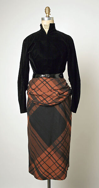 Dress, House of Balmain (French, founded 1945), a) silk, wool
b) silk, leather, French 