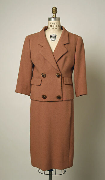 Suit, House of Balenciaga (French, founded 1937), wool, silk, glass beading, French 