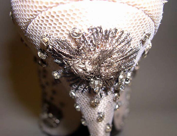 Evening shoes, House of Dior (French, founded 1946), silk, leather, nylon, metallic thread, glass, French
