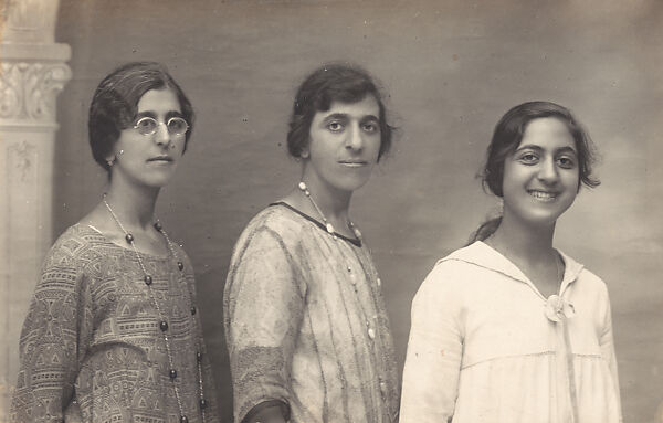 Three Women, Karimeh Abbud (Palestinian, 1893–1940), gelatin silver print 