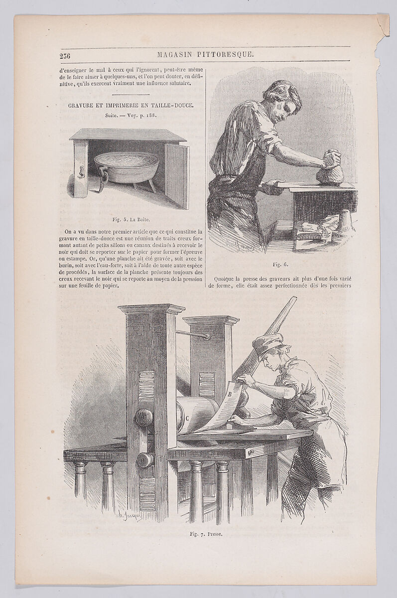 Engraving and Intaglio Printing, from "Le Magasin Pittoresque", Charles Jacque (French, Paris 1813–1894 Paris), Wood engraving 