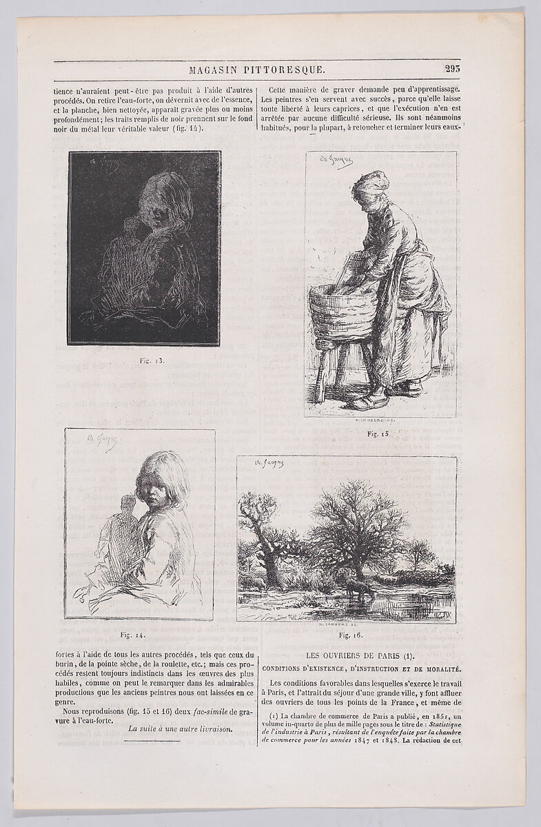 Group of wood engraving examples; from Magasin Pittoresque, After Charles Jacque (French, Paris 1813–1894 Paris), Wood engraving 