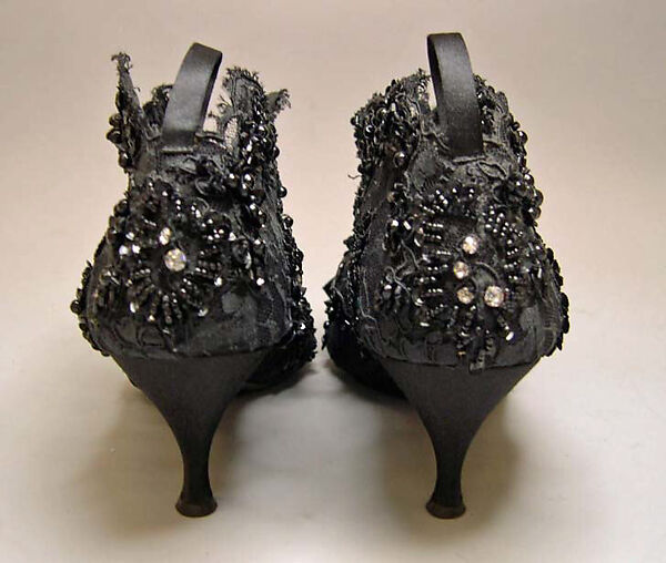 Evening boots, House of Dior (French, founded 1946), cotton, silk, plastic, glass, French