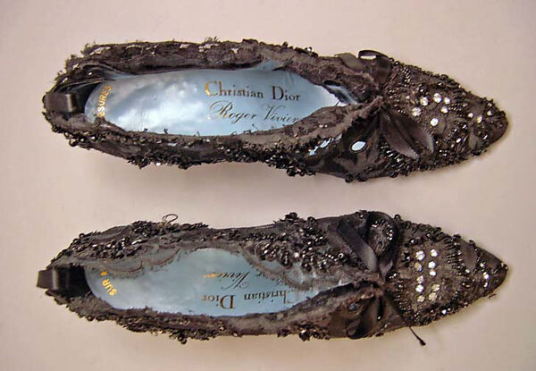 Evening boots, House of Dior (French, founded 1946), cotton, silk, plastic, glass, French