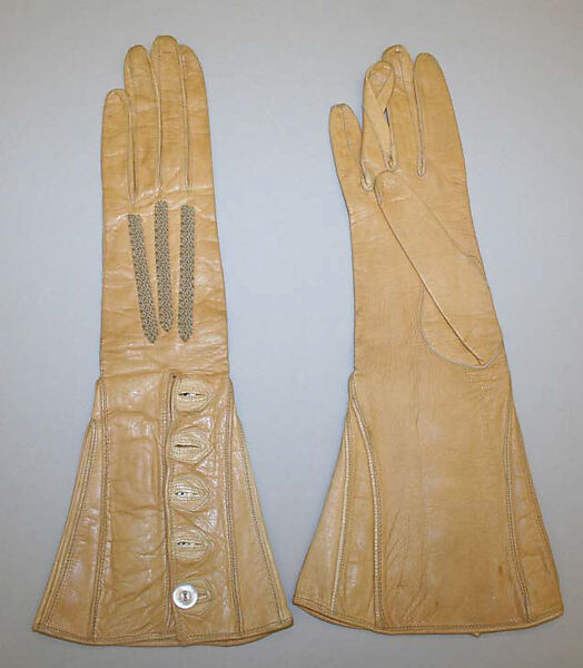 Gloves, House of Worth (French, 1858–1956), leather, shell, French 