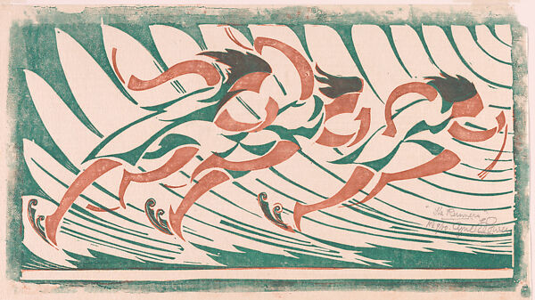 The Runners, Cyril E. Power (British, London 1872–1951 London), Linocut 