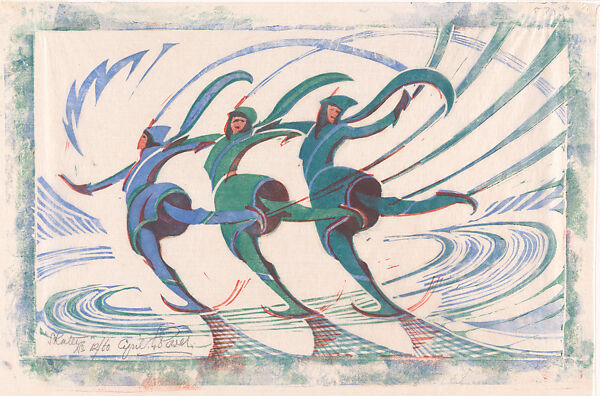 Skaters, Cyril E. Power (British, London 1872–1951 London), Linocut 