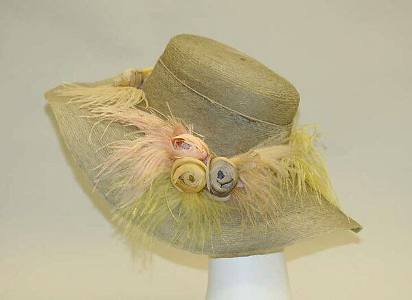 Hat, House of Lanvin (French, founded 1889), horsehair, silk, feathers, French 