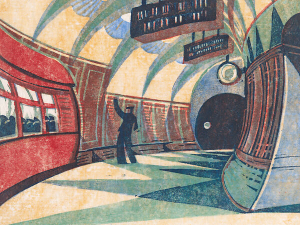 The Tube Station, Cyril E. Power (British, London 1872–1951 London), Linocut