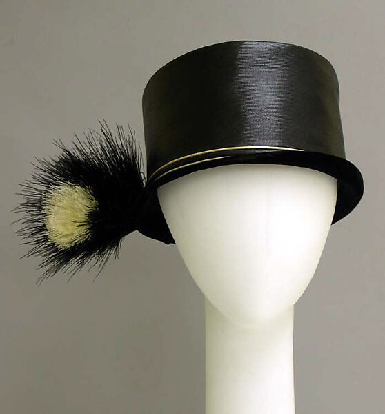 Hat, Maison Lewis (French), straw, silk, feather, French 