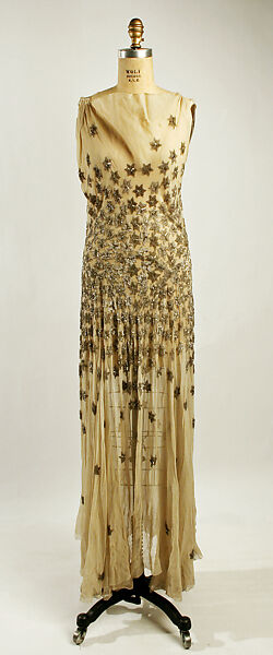 Evening dress, House of Vionnet (French, active 1912–14; 1918–39), silk, glass, metal, French 