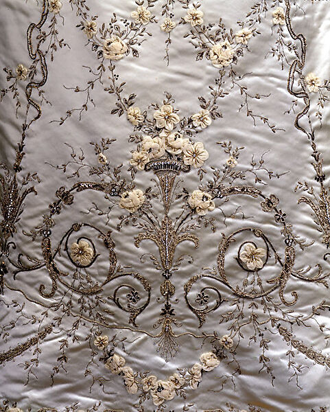 Ball gown, House of Worth (French, 1858–1956), silk, cotton, metallic thread, glass, metal, French