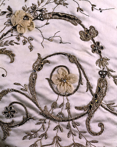 Ball gown, House of Worth (French, 1858–1956), silk, cotton, metallic thread, glass, metal, French