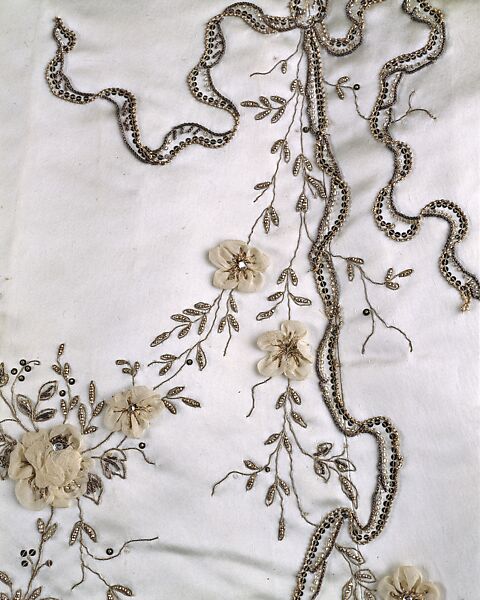 Ball gown, House of Worth (French, 1858–1956), silk, cotton, metallic thread, glass, metal, French