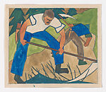 Haymaking (preparatory drawing), Lill Tschudi (Swiss, Schwanden 1911–2004 Schwanden), Graphite and gouache