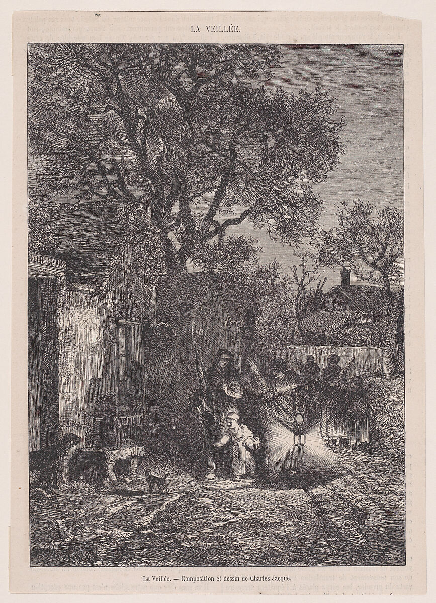 La Veillée; from Magasin Pittoresque, Charles Jacque (French, Paris 1813–1894 Paris), Wood engraving 