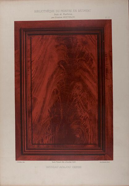 "Panneau acajou gerbé” (Mahogany Panel) 
Plate 23, Nouveaux modèles de bois & marbres (New models of wood and marble)
, Eugène Berthelon  French, Chromolithograph