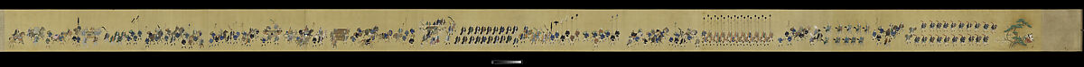 Daimyo Procession to Edo, Hishikawa School, Handscroll; ink, color, and gold on silk, Japan