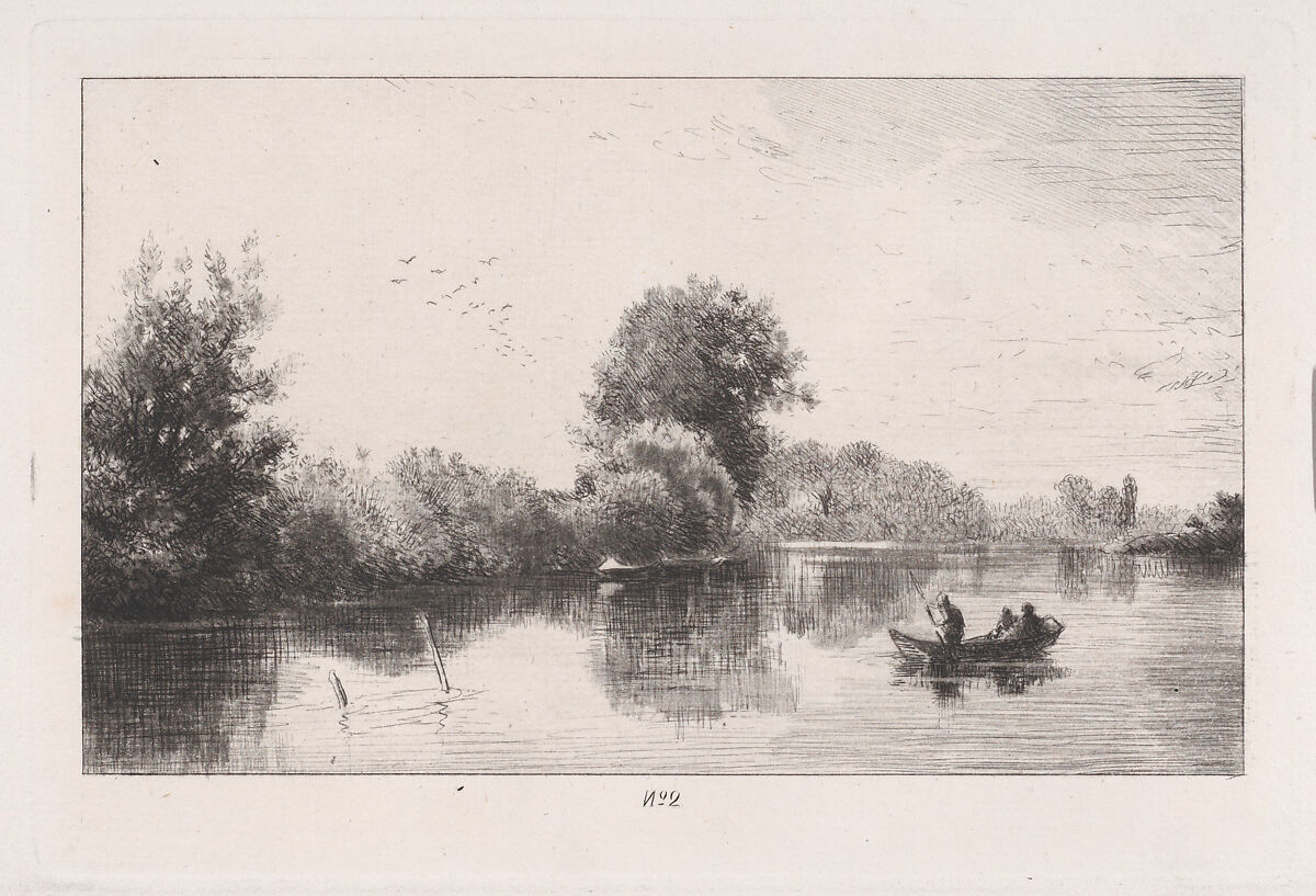 Bords de la Marne, Charles Jacque (French, Paris 1813–1894 Paris), Drypoint 