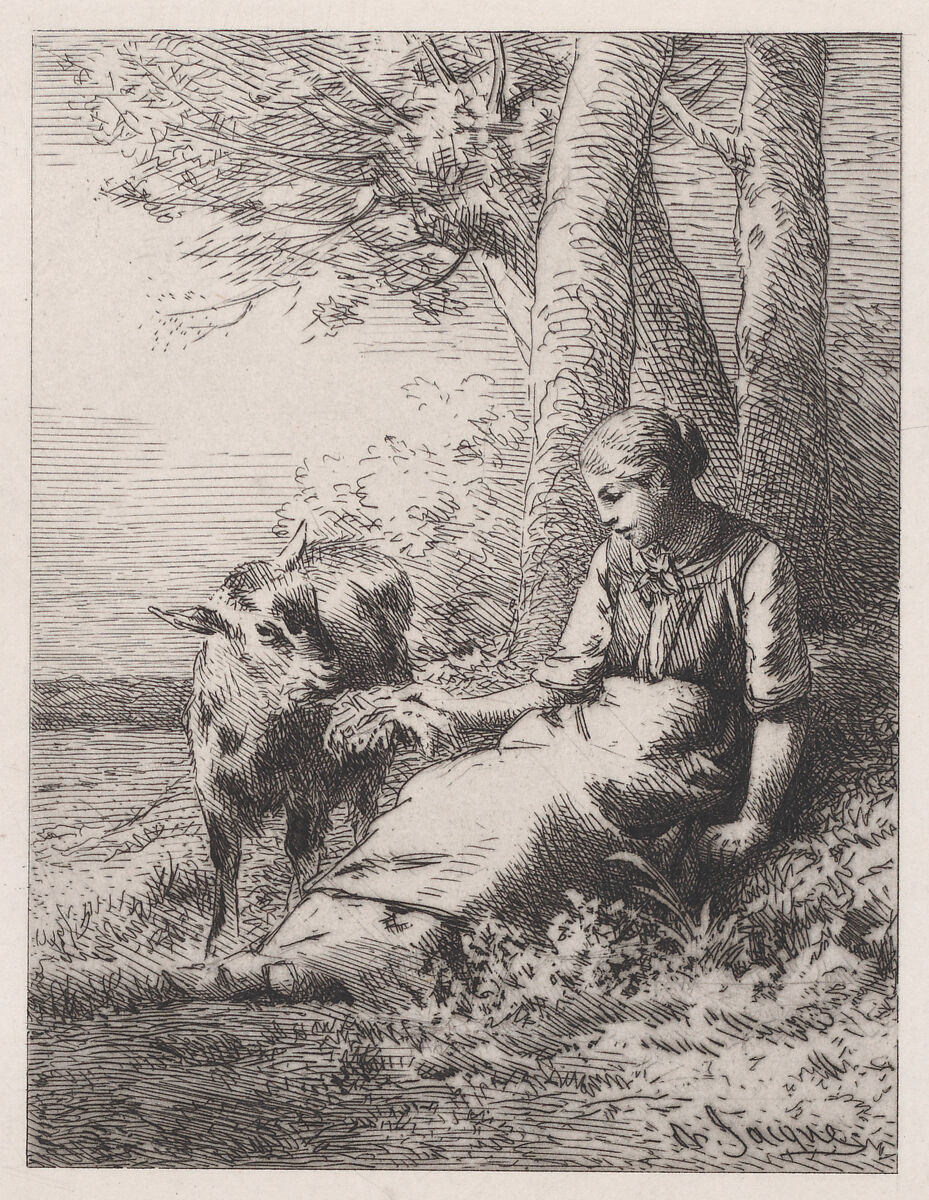 Une Amitié, Charles Jacque (French, Paris 1813–1894 Paris), Etching and drypoint 