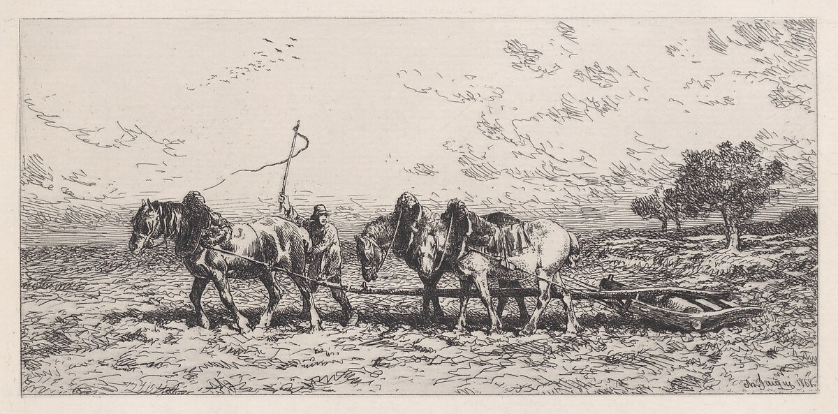Le Rouleau, Charles Jacque (French, Paris 1813–1894 Paris), Etching 