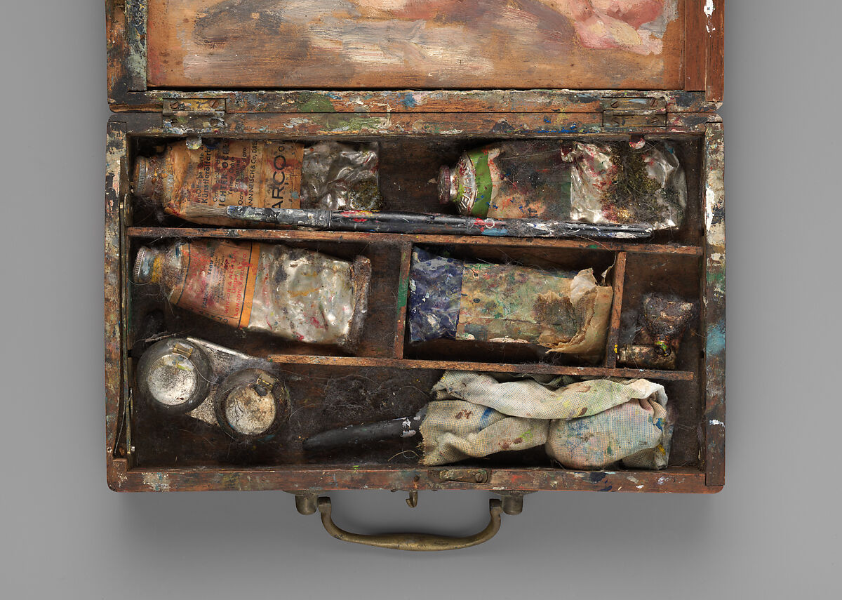 Paint box with nude study, Helena de Kay (1846–1916), Oil on wood, American