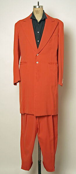 Zoot suit, (c) cotton; (d) silk; (f) leather, metal (g) elastic, leather, metal; (h) wool; (i, j) leather, American 