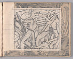 Sketchbook, with preparatory sketches for Workmen, Dancers, Slalom, Bells, People coming out of church, Life Class, Lill Tschudi (Swiss, Schwanden 1911–2004 Schwanden), Watercolor, graphite, and gouache