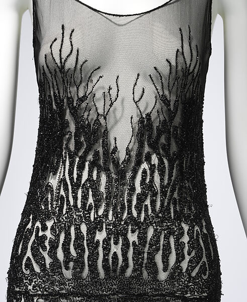 Evening dress, attributed to House of Chanel (French, founded 1910), silk, glass, French