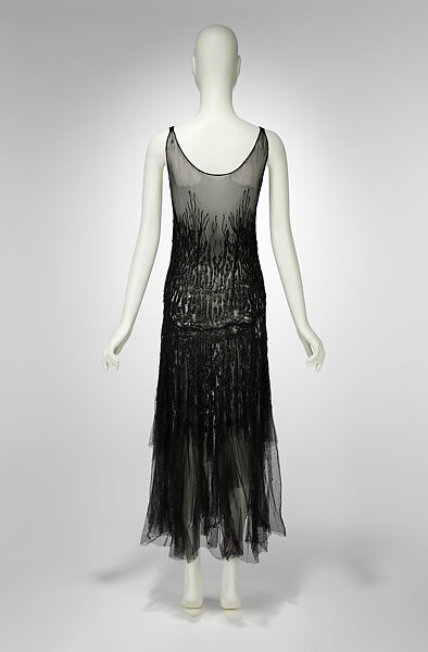 Evening dress, attributed to House of Chanel (French, founded 1910), silk, glass, French