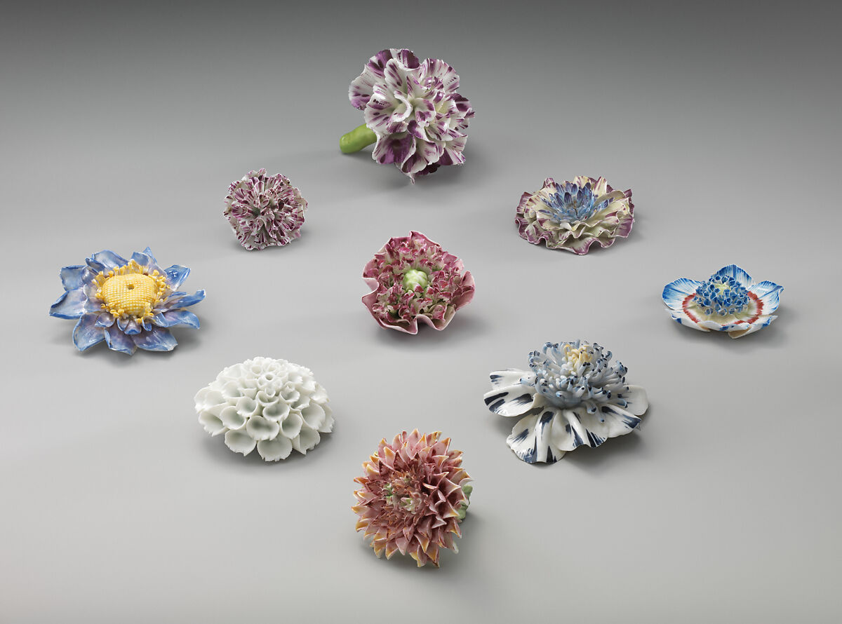 Porcelain flower (one of a set of nine), Soft-paste porcelain, French