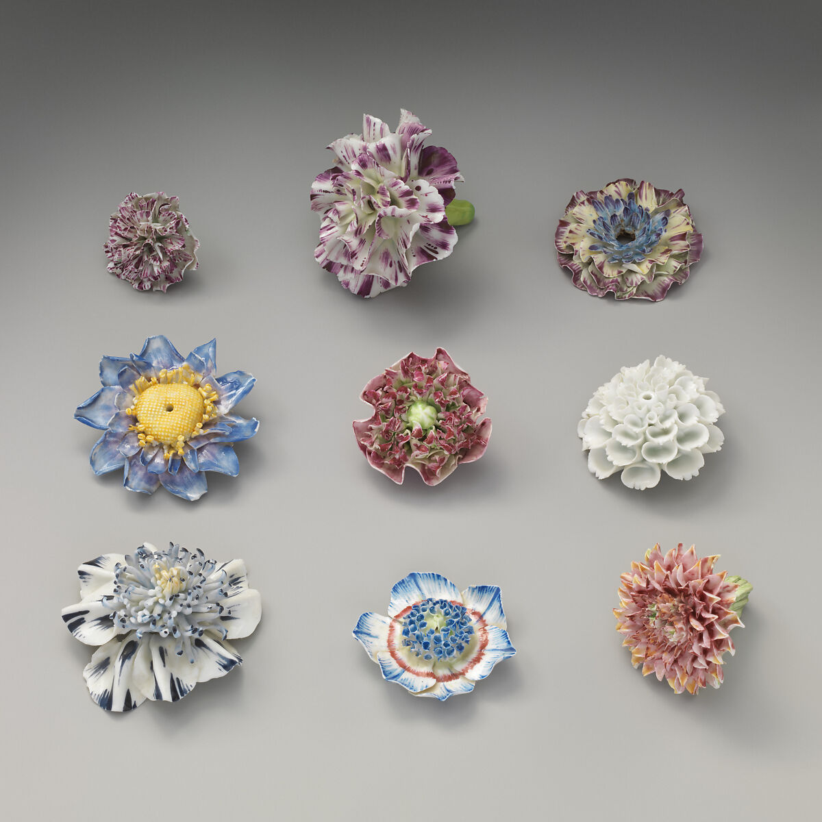 Porcelain flower (one of a set of nine), Soft-paste porcelain, French