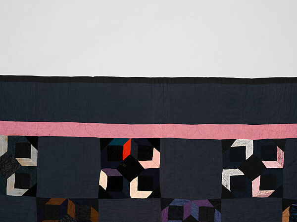 Tumbling Blocks quilt, Alma (?) Yoder (American (Kalona, Iowa)), Cotton, silk, and velvet, American