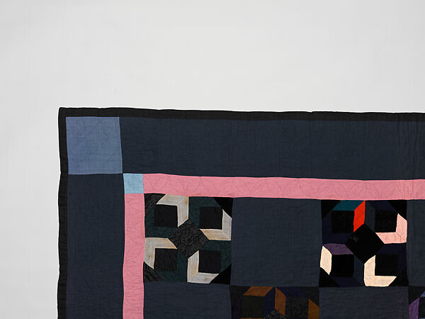 Tumbling Blocks quilt, Alma (?) Yoder (American (Kalona, Iowa)), Cotton, silk, and velvet, American