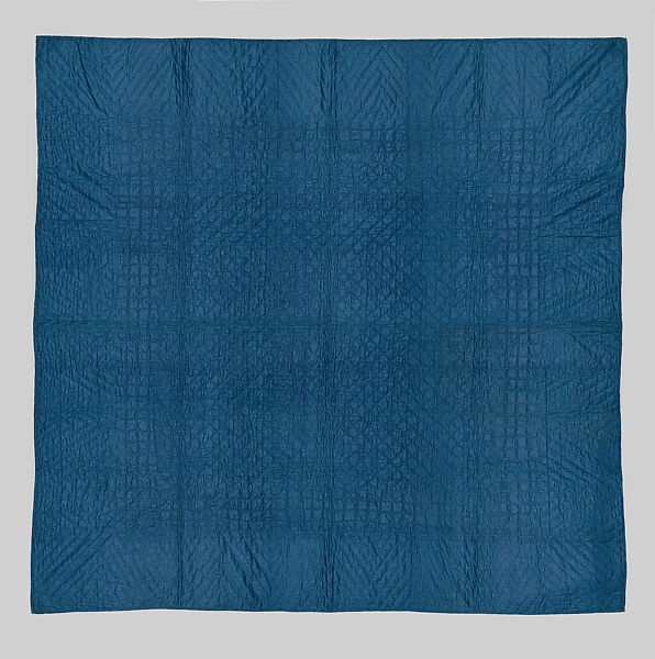 Nine-patch Postage Stamp quilt, Unknown maker, American, probably Pennsylvania, Cotton, silk, and wool, American
