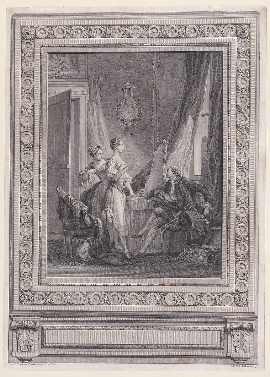 La Toilette, After Pierre Antoine Baudouin (French, Paris 1723–1769 Paris), Engraving 