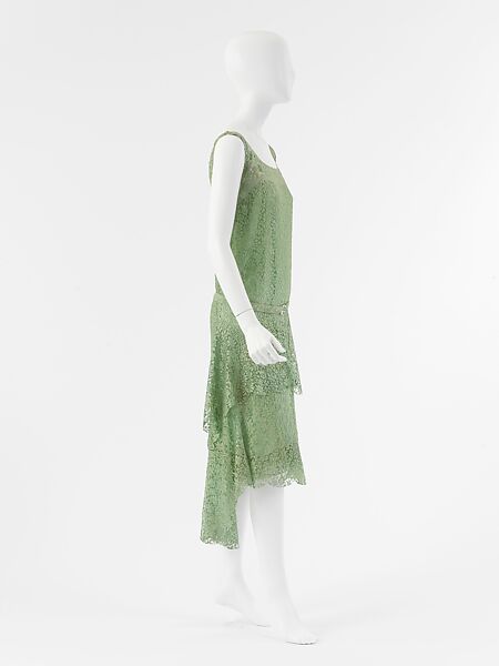 Evening dress, House of Chanel (French, founded 1910), silk, glass, leather, French 