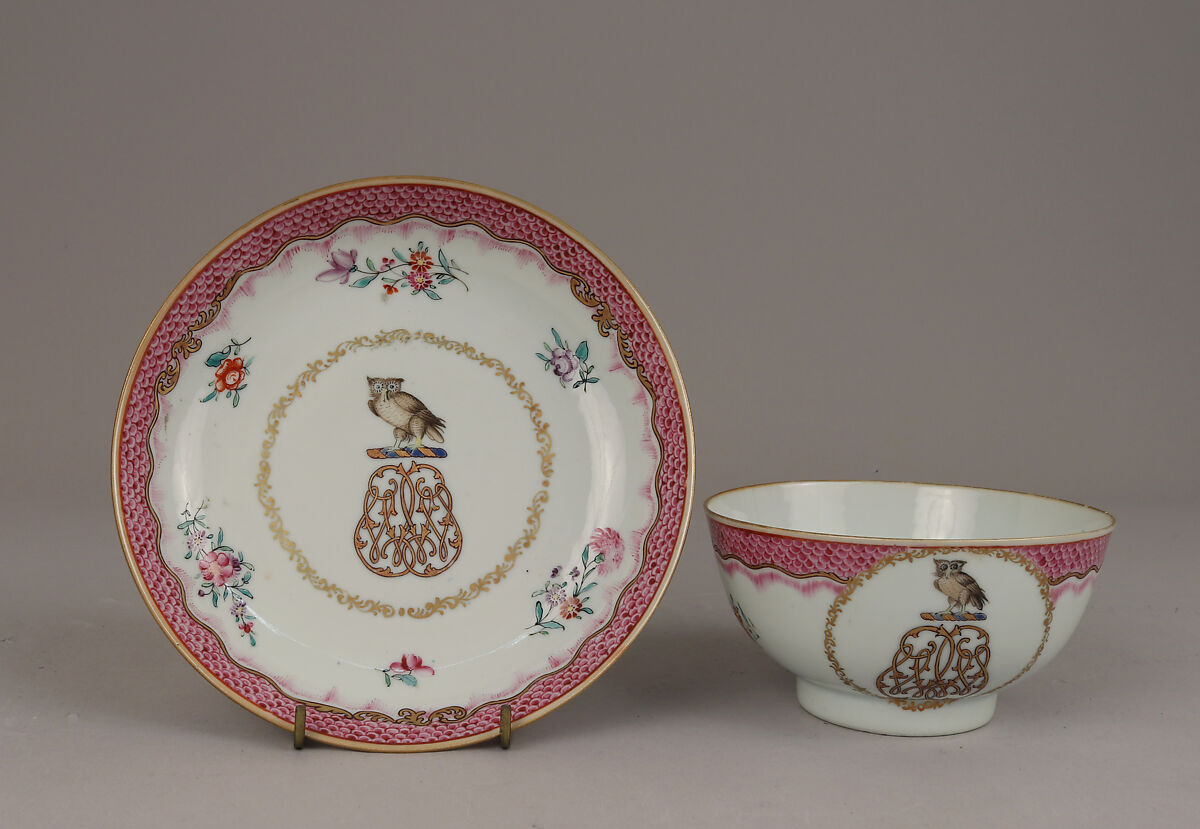 Bowl and stand, Hard-paste porcelain, Chinese, for British market 