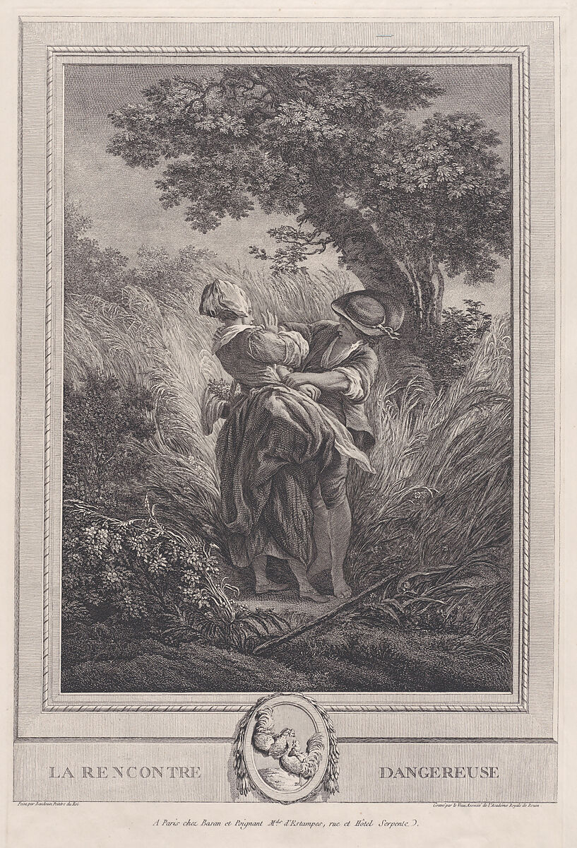 La Rencontre Dangereuse, After Pierre Antoine Baudouin (French, Paris 1723–1769 Paris), Engraving 