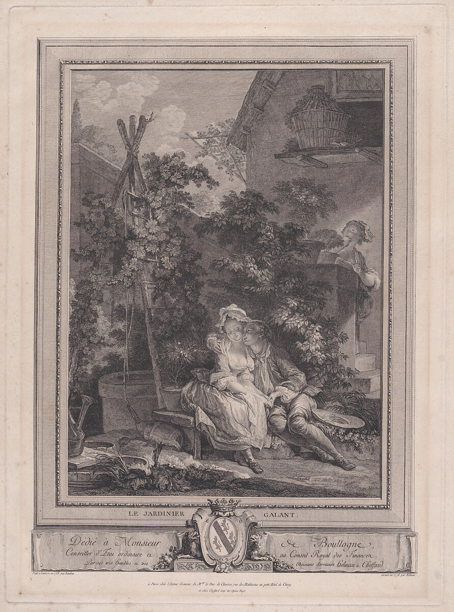 Le jardinier galant, After Pierre Antoine Baudouin (French, Paris 1723–1769 Paris), Etching and engraving 