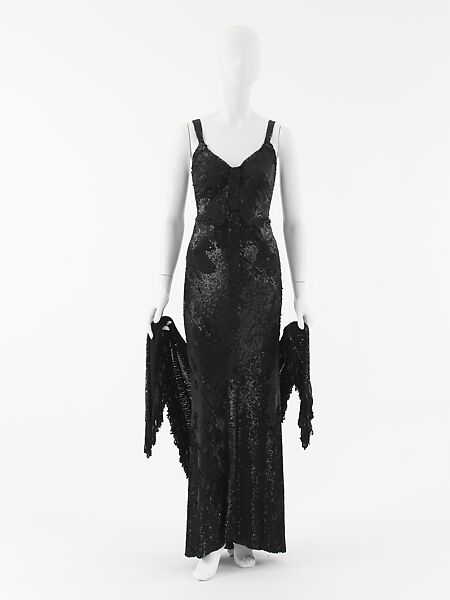 Evening ensemble, House of Chanel (French, founded 1910), silk, rayon, plastic, French 