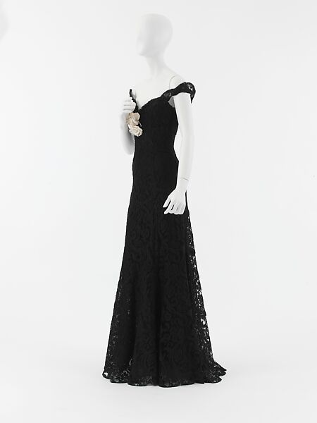 Evening dress, House of Chanel (French, founded 1910), silk, rayon, horsehair, linen, French